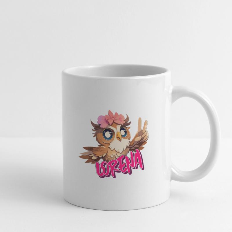 LORENA - Schöner Mädchen Name mit süßer EULE Tasse