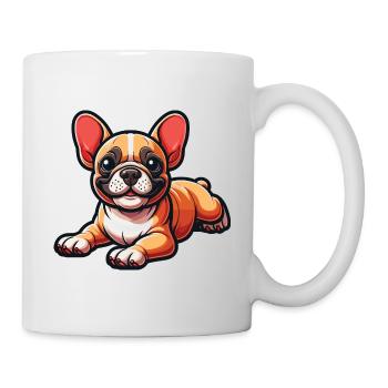 Französische Bulldogge - Tasse - Weiß - Rechts
