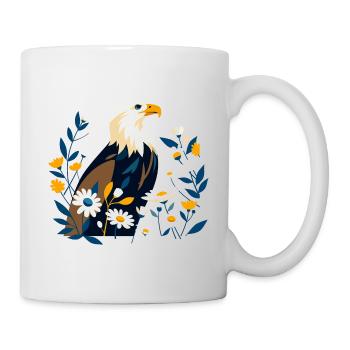 Eagle with flowers - Mug - white - Right