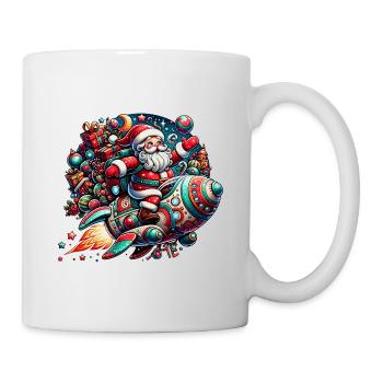 Funny Santa Claus comes with the spaceship - Mug - white - Right
