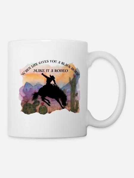 Schwarzes Pferd - Tasse - Weiß