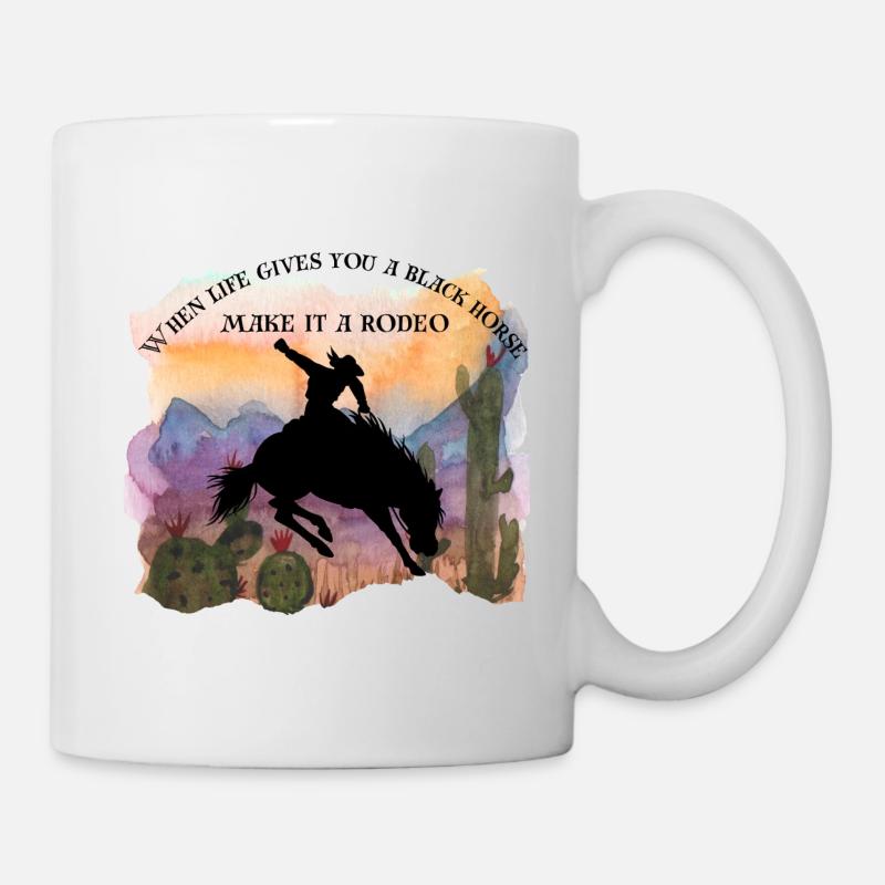 Schwarzes Pferd - Tasse - Weiß