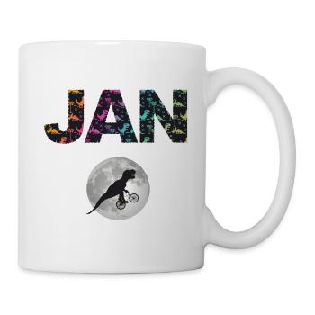 JAN - Schöner Jungen Name mit Dinosaurier - Tasse - Weiß - Rechts