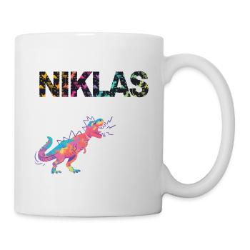 NIKLAS - Schöner Jungen Name mit Dinosaurier - Tasse - Weiß - Rechts