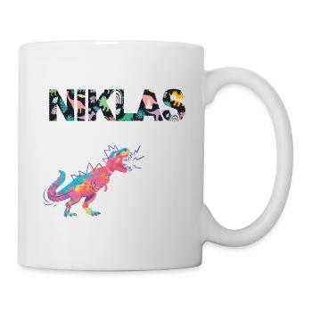 NIKLAS - Schöner Jungen Name mit Dinosaurier - Tasse - Weiß - Rechts