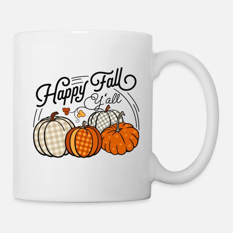 Happy Fall Y'All Fall Pumpkins - Mug - white