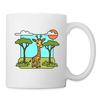 Mignonne petite girafe dans la savane en Afrique - Mug blanc - blanc - Droite