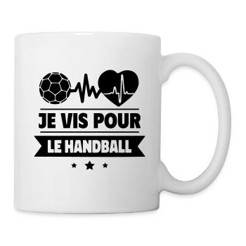 Je vis pour le handball,Handball,Handballeur - Mug blanc - blanc - Droite