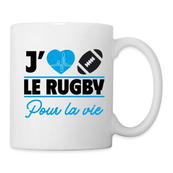 j aime le rugby pour la vie,Rugby,Rugbyman - Mug blanc - blanc - Droite
