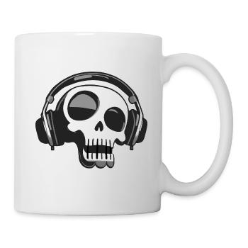 Retro Skull with Headphones Art Design - Mug - white - Right