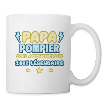 Papa pompier, cadeau fête des pères,Humour - Mug blanc - blanc - Droite