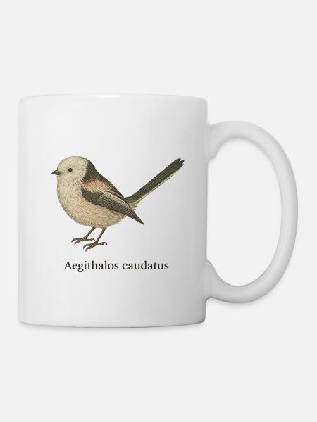 Schwanzmeise - Vintage Illustration - Tasse - Weiß