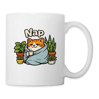 Cat Moon Plants Line Cat Lover Design - Mug blanc - blanc - Droite