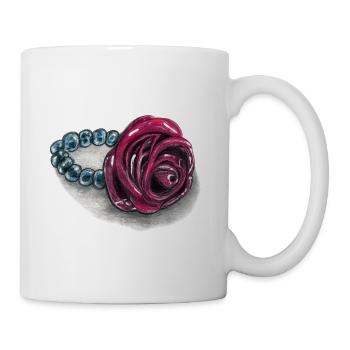 Cœur de rose avec des perles - Mug blanc - blanc - Droite