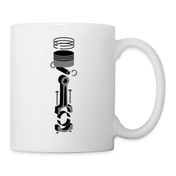 3D Motorkolben / Zylinder - Tasse - Weiß - Rechts