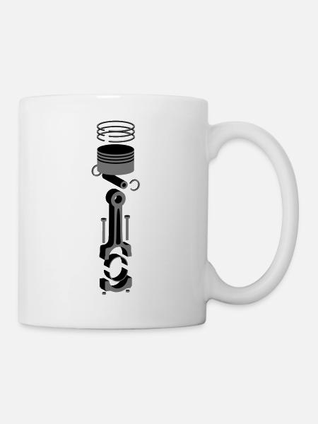 3D Motorkolben / Zylinder - Tasse - Weiß