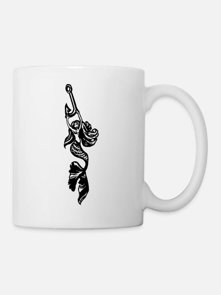 sirène avec hameçon - Mug blanc - blanc