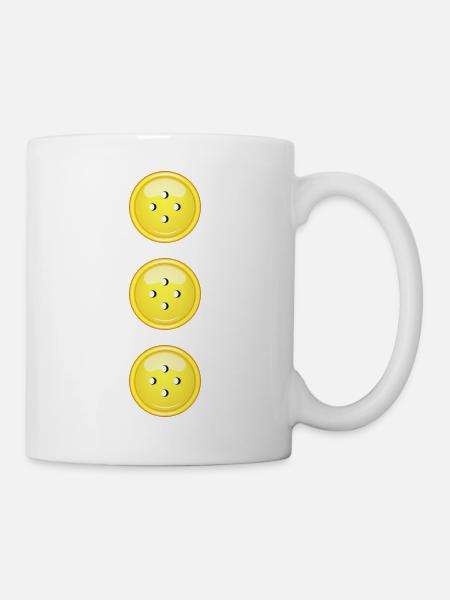 farbige Knöpfe gelb Knopf Button extravagante Mode - Tasse - Weiß