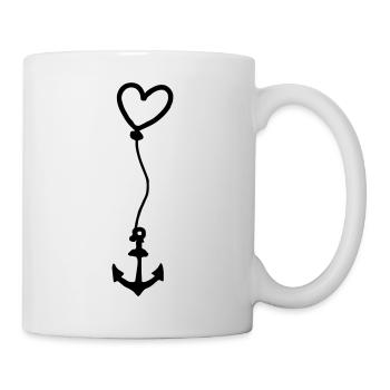 Anker mit Herz am Seil - Tasse - Weiß - Rechts