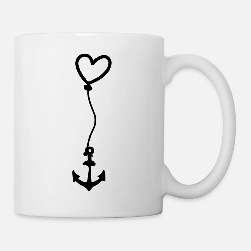 Anker mit Herz am Seil - Tasse - Weiß