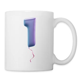 Zahl 1 als Ballon: Geburtstag, Jahrestag, Sieger - Tasse - Weiß - Rechts