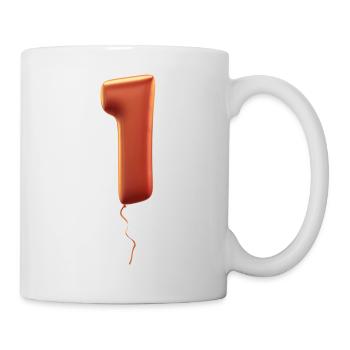 Zahl 1 als Ballon: Geburtstag, Jahrestag, Sieger - Tasse - Weiß - Rechts