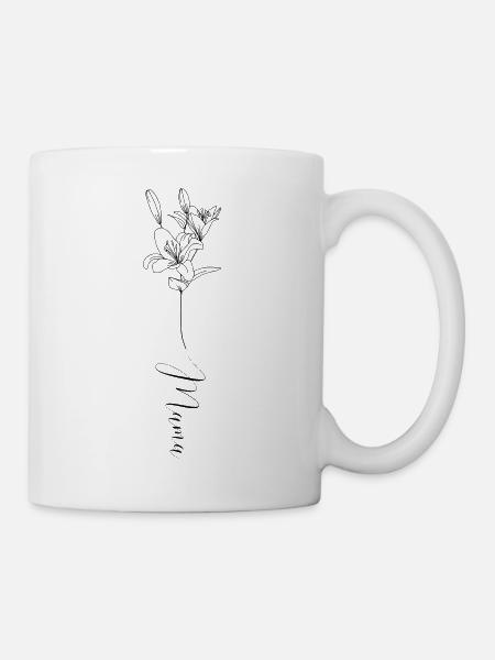 Jonquille de fleur de naissance - symbole de mars - Mug blanc - blanc