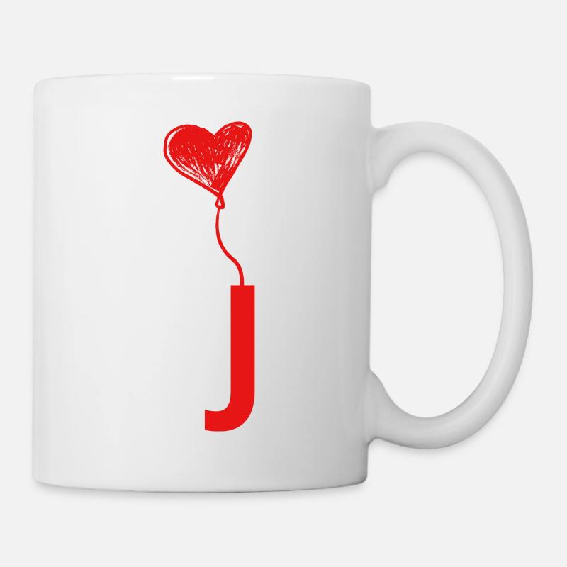 Buchstabe j Herz - Tasse - Weiß