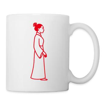 Line Art Chinesische Frau - Tasse - Weiß - Rechts