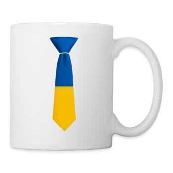 Blau-gelber Farbblock bindet - Tasse - Weiß - Rechts
