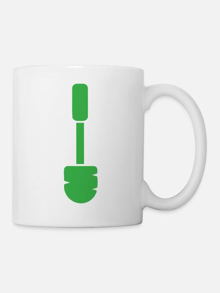 Grüne Klobürste Vektor Style - Tasse - Weiß