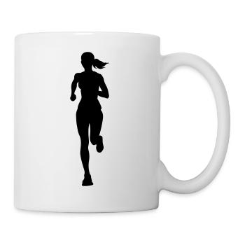 Marathon Runner Woman Running Silhouette - Mug - white - Right