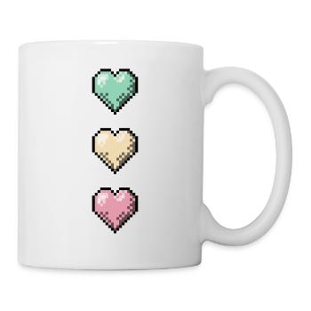 Pile de cœurs rétro en pixel art - Mug blanc - blanc - Droite