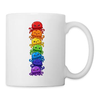 Fierté de méduses arc-en-ciel Kawaii Mignonne LGBTQ - Mug blanc - blanc - Droite