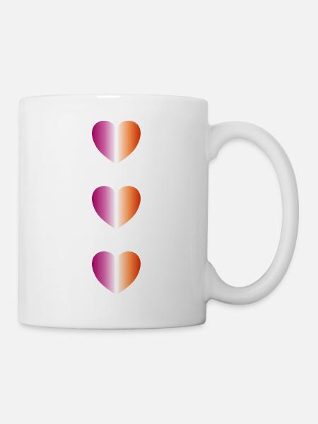 Lesbische Flagge färbt Herzen - Tasse - Weiß