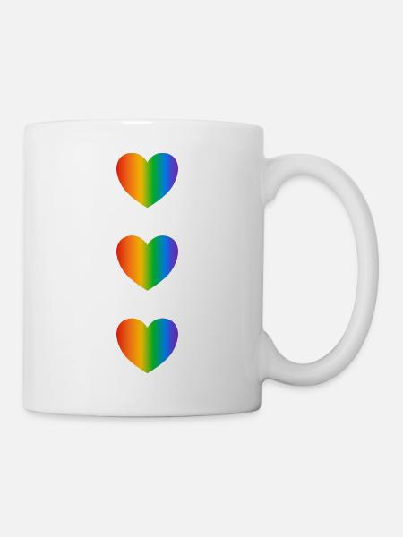 Rainbow Hearts LGBT-Stolz - Tasse - Weiß