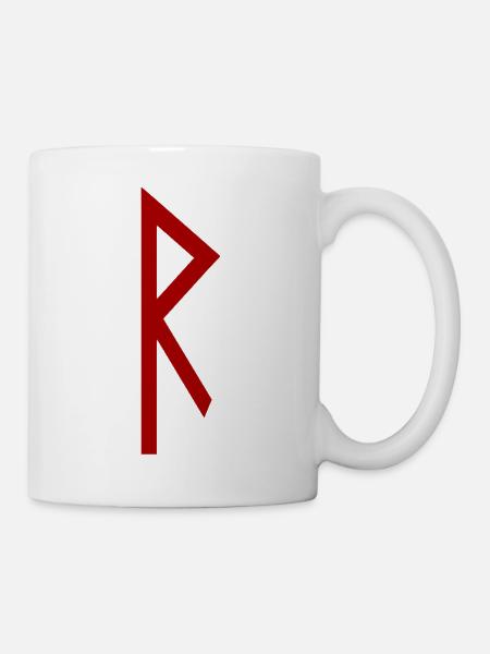 Raidho Rune Rot – Wikinger Futhark Nordisch - Tasse - Weiß