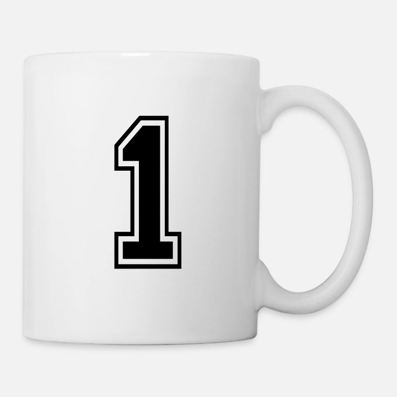 1 un numéro chiffre numéro numéro numéro cadeau - Mug blanc - blanc