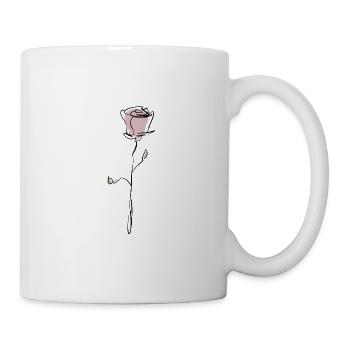 rose rose avec contour noir - Mug blanc - blanc - Droite