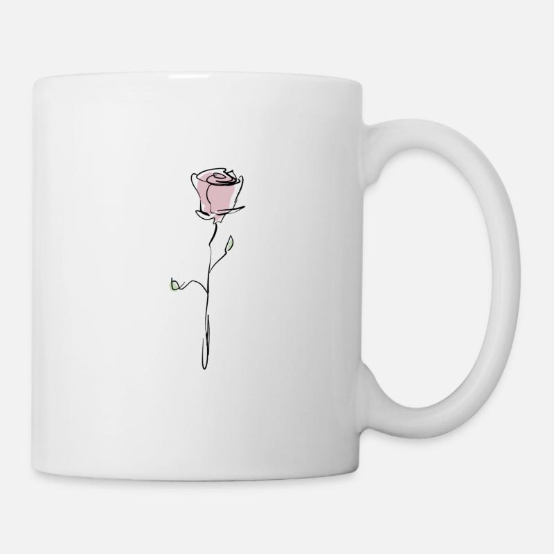 rose rose avec contour noir - Mug blanc - blanc