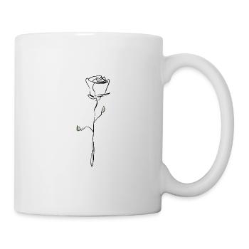 Weiße Rose mit schwarzer Kontur - Tasse - Weiß - Rechts
