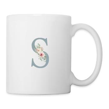 S| Monogram | Eucalyptus Pastel Flower Blue - Mug - white - Right