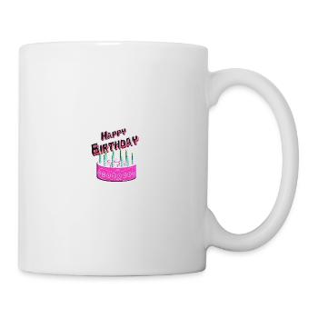 Happy Birthday Torte Pink - Tasse - Weiß - Rechts