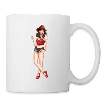 Femme en tenue de plage - Mug blanc - blanc - Droite