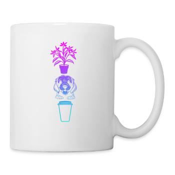 Plantes mignonnes Chien et café Jardinage Caféine - Mug blanc - blanc - Droite