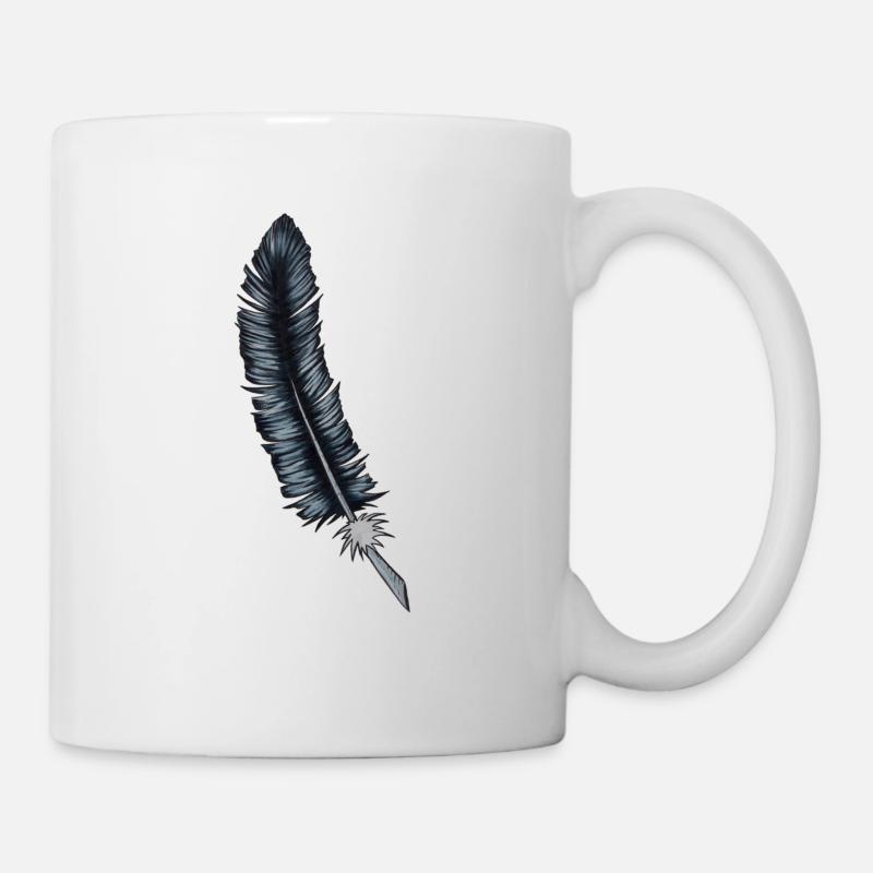 plume corbeau - Mug blanc - blanc