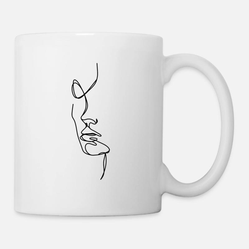 Ein Linie. Gesicht - Tasse - Weiß