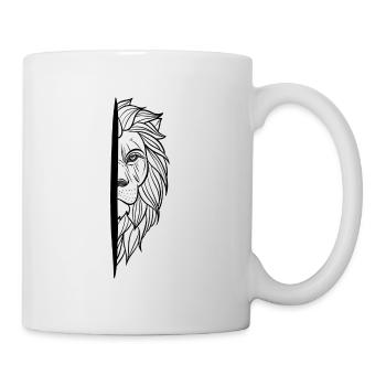 Sketch wild lion head linework tattoo - Mug - white - Right