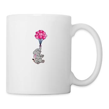 lustiger Elefant mit Herz Luftballons | Elefanten - Tasse - Weiß - Rechts