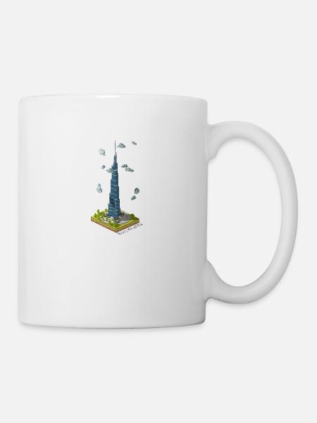 Geometric low poly Burj Khalifa - Mug - white